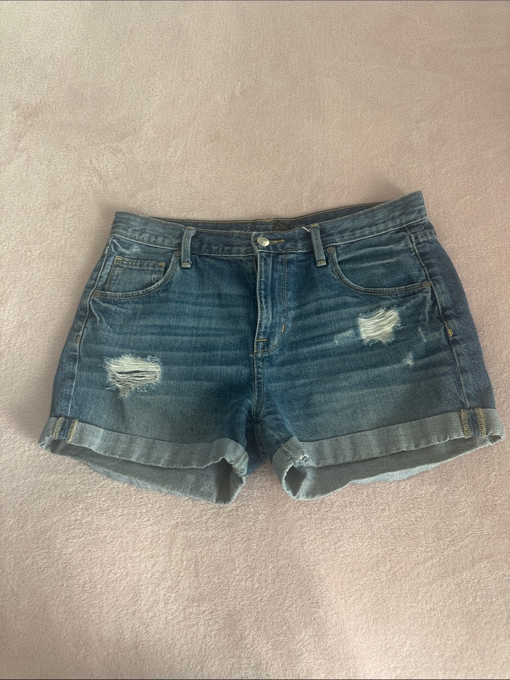 Mossimo Supply Co. Dark Blue Distressed Denim Shorts